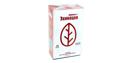 Фиточай Здоровье + Эхинацея, трава измельченная, фильтр-пакеты, 2 г, 20 шт. цена