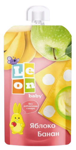 Leon baby Пюре Яблоко Банан, для детей с 6 месяцев, пюре, 150 г, 1 шт.
