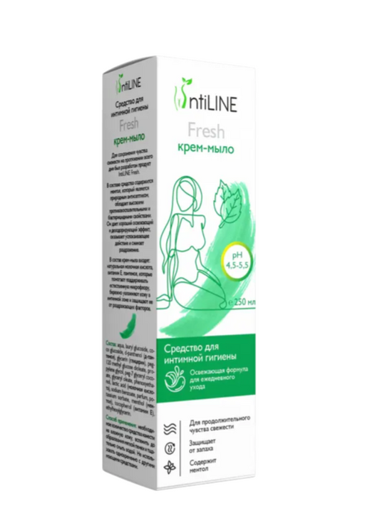 ИнтиЛайн Фреш Крем-мыло для интимной гигиены, средство жидкое косметическое, освежающая формула для ежедневного ухода, 250 мл, 1 шт.