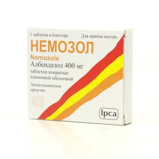 Немозол, 400 мг, таблетки, покрытые пленочной оболочкой, 1 шт. цена