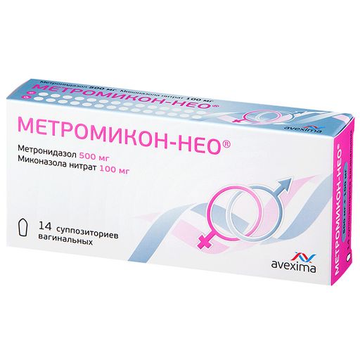 Метромикон-Нео, 500 мг+100 мг, суппозитории вагинальные, 14 шт. цена