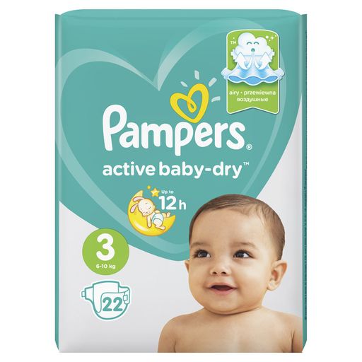 Pampers Active baby-dry Подгузники детские, р. 3, 6-10 кг, 22 шт. цена