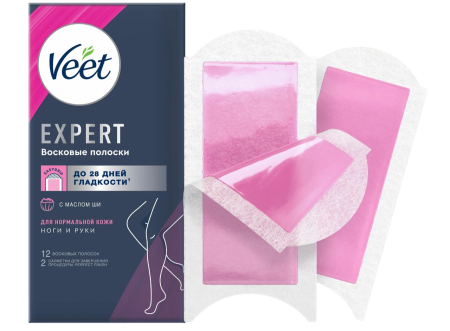 Veet Expert Восковые полоски для депиляции, для нормальной кожи, 12 шт.