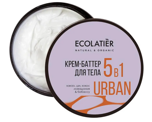 Ecolatier Крем-баттер для тела 5 в 1, крем для тела, какао, ши, кокос, макадамия, бабассу, 380 мл, 1 шт.