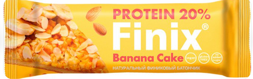 Finix Батончик финиковый Банана Кейк, батончик, с протеином, бананом и миндалем, 30 г, 1 шт.