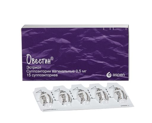 Овестин, 0.5 мг, суппозитории вагинальные, 15 шт. цена