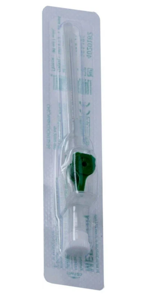 Inekta Mediflon Катетер внутривенный с инжекторным клапаном и фиксаторами, 18G (1,30х45мм), код зеленый, 1 шт.