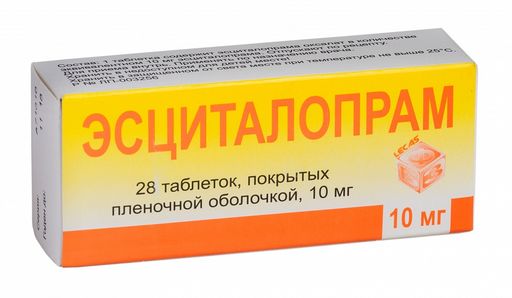 Эсциталопрам, 10 мг, таблетки, покрытые пленочной оболочкой, 28 шт.