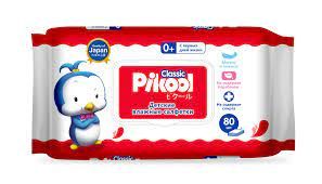 Pikool Classic Салфетки влажные детские, алоэ и витамин Е, 80 шт.